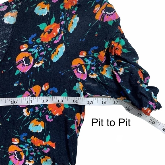 Zara Trafaluc Floral Ruched Sleeve Baby Doll Top Size Extra Small - Picture 10 of 15